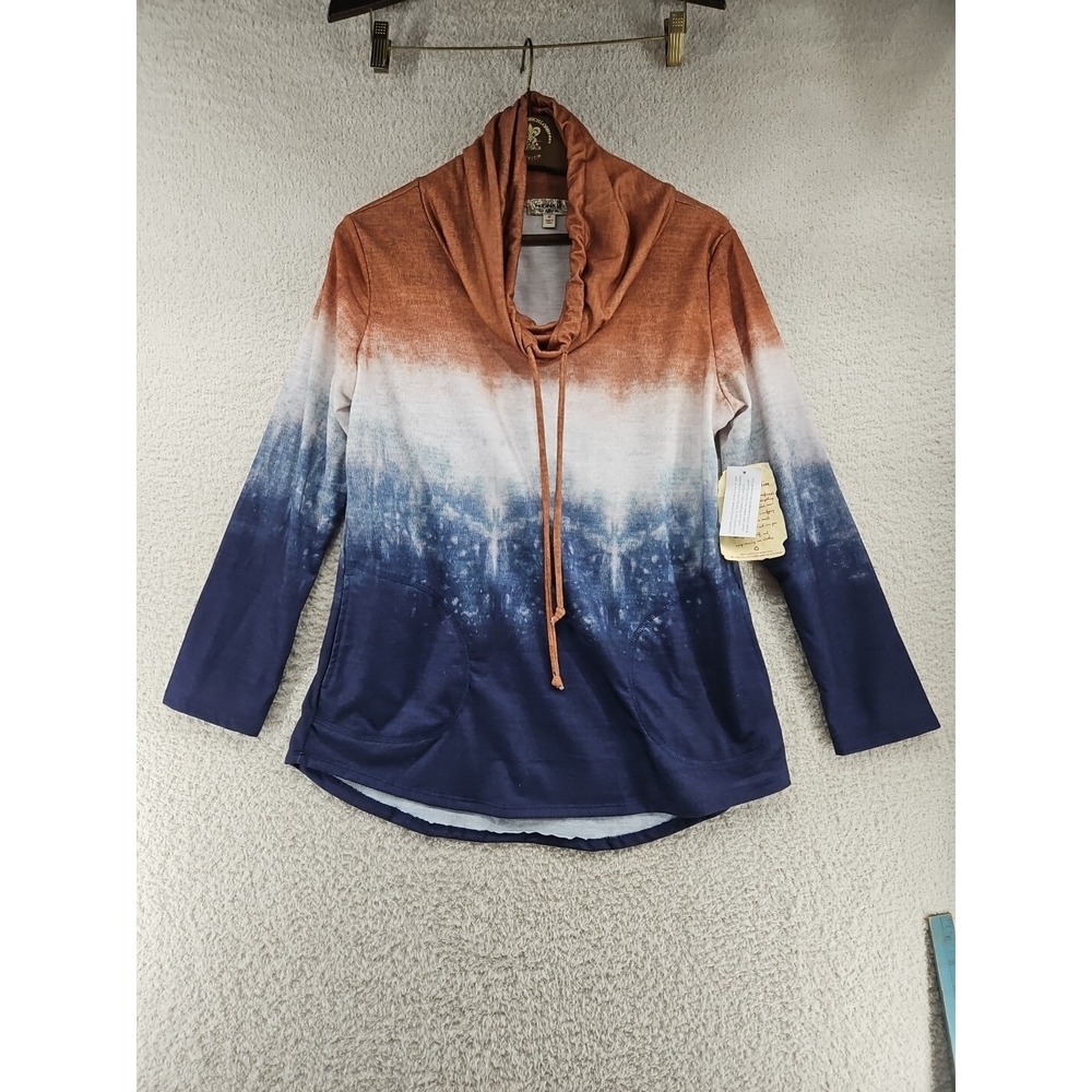 One World Women's Long Sleeve Sweater Knit Pull Over Cowl Neck  Med Soft Comfy